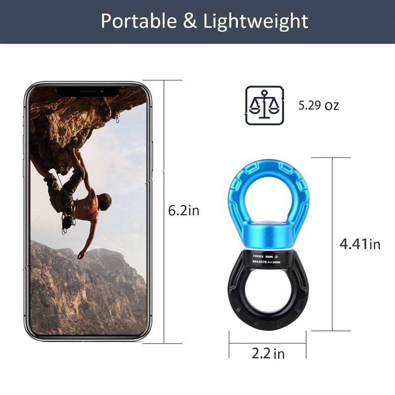 PACEARTH دوار متأرجح بقوة كسر 35KN جهاز أمان دوار 360° ملحقات تعليق لتسلق الصخور، أرجوحة معلقة، أرجوحة شجرة، رقص جوي، حامل دوار للأطفال - Image 5